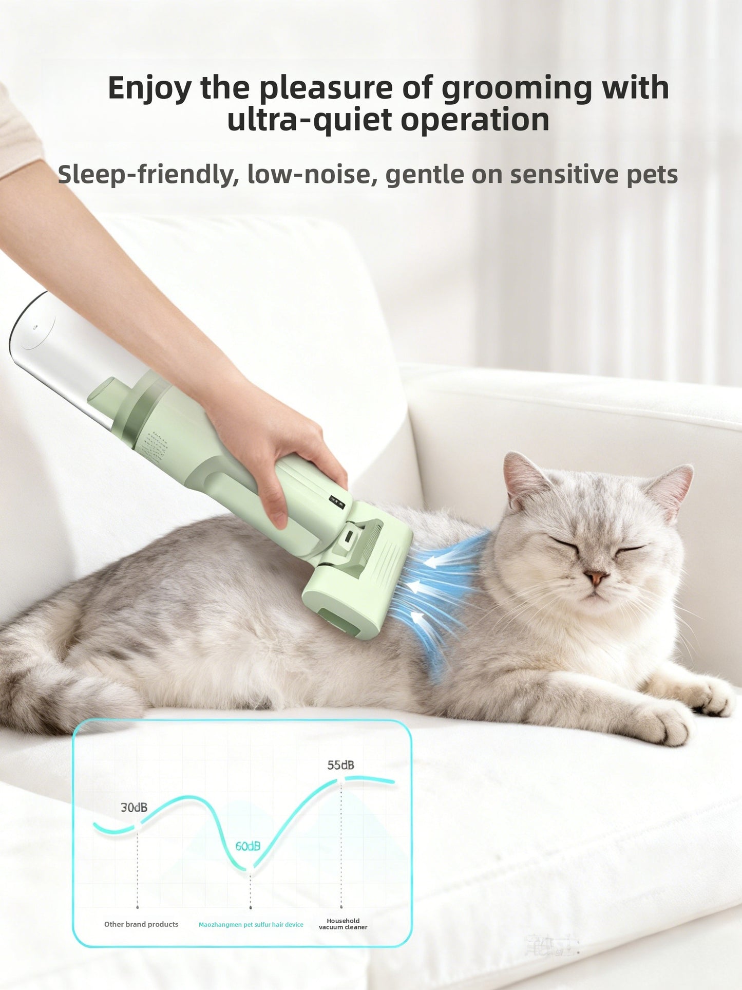 Wireless Pet Grooming Vacuum Comb